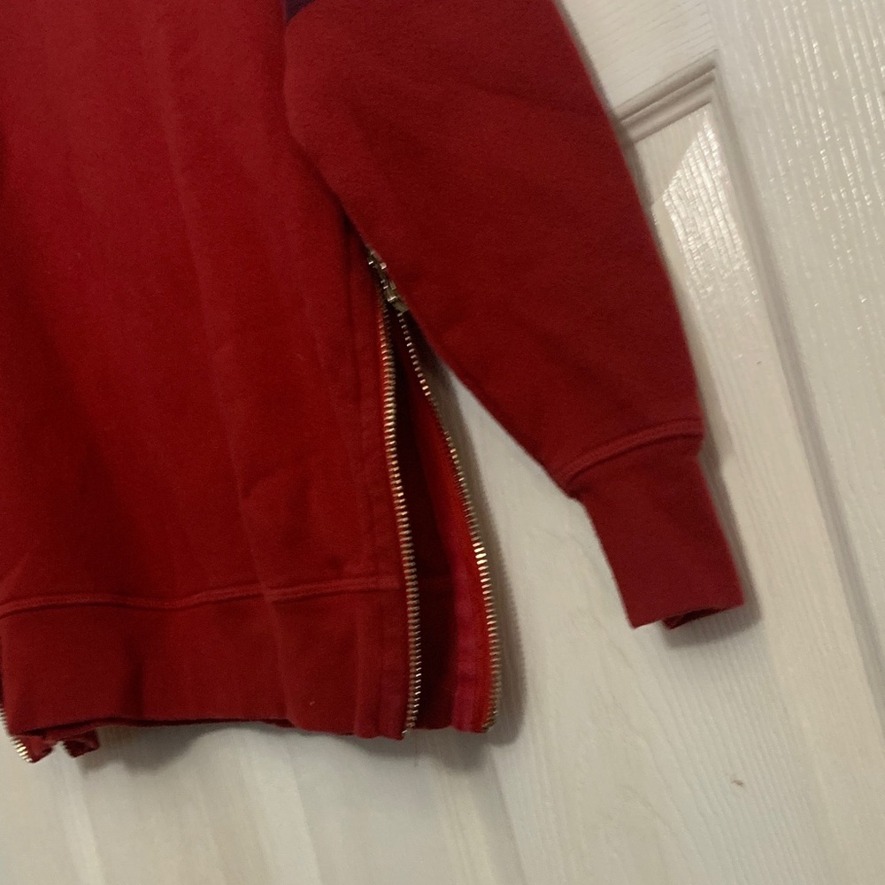 Womens Red Sundry Crewneck Sweatshirt with Stripe Sleeve Detail size 0 - Picture 8 of 9
